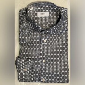 $395 NEW ETON MENS DRESS SHIRT 16 41 SLIM FIT FANCY LINKS MOTIF